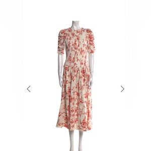 ME+EM Red and Cream Floral Midi Dress